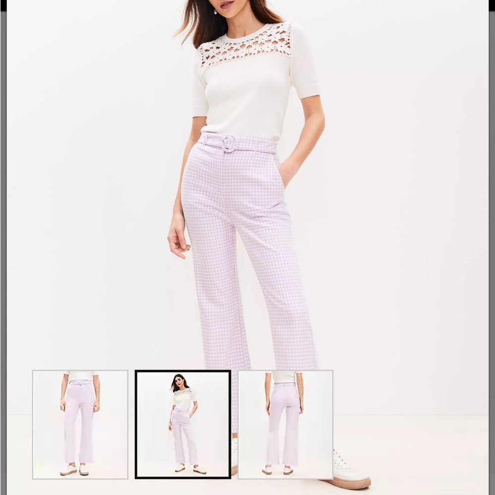 LOFT Lilac Checkered Straight Leg Pants